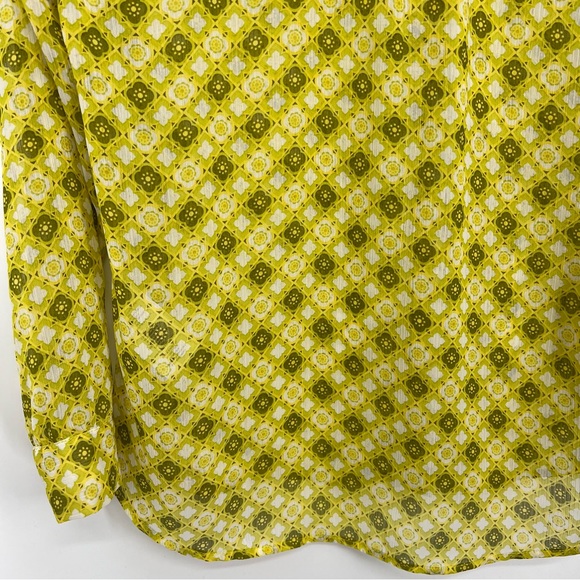 KUT from the Kloth sheer blouse retro floral diamond long sleeve yellow - Picture 7 of 7